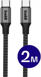 Buddi Flex USB-C naar USB-C Kabel 60W Fast Charge 2M Zwart afbeelding