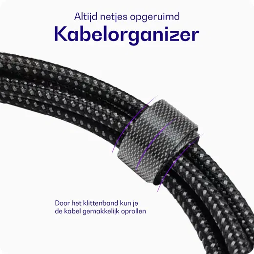 Buddi Flex USB-C naar USB-C Kabel 60W Fast Charge 2M Zwart afbeelding 7