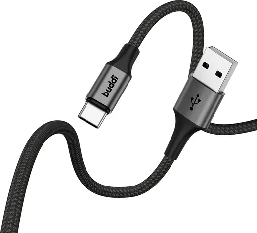 Buddi Flex USB-A naar USB-C Kabel 12W Fast Charge 1M Zwart afbeelding 13