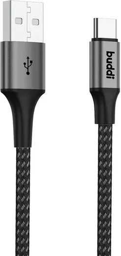 Buddi Flex USB-A naar USB-C Kabel 12W Fast Charge 1M Zwart afbeelding 11