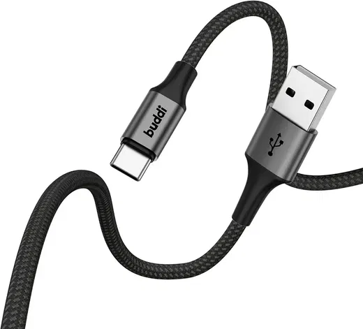 Buddi Flex USB-A naar USB-C Kabel 12W Fast Charge 2M Zwart afbeelding 13