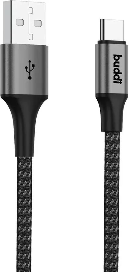 Buddi Flex USB-A naar USB-C Kabel 12W Fast Charge 2M Zwart afbeelding 11