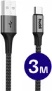 Buddi Flex USB-A naar USB-C Kabel 12W Fast Charge 3M Zwart
