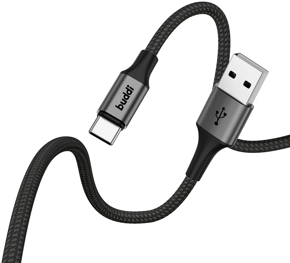 Buddi Flex USB-A naar USB-C Kabel 12W Fast Charge 3M Zwart afbeelding 14