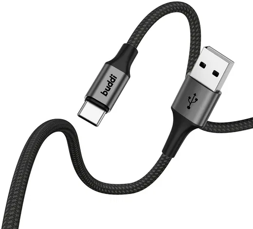 Buddi Flex USB-A naar USB-C Kabel 12W Fast Charge 3M Zwart afbeelding 14