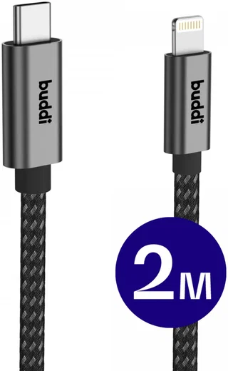 Buddi Flex USB-C naar Lightning Kabel 20W Fast Charge 2M Zwart afbeelding 1