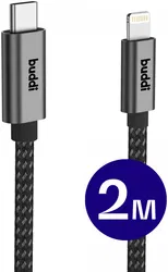 Buddi Flex USB-C naar Lightning Kabel 20W Fast Charge 2M Zwart afbeelding