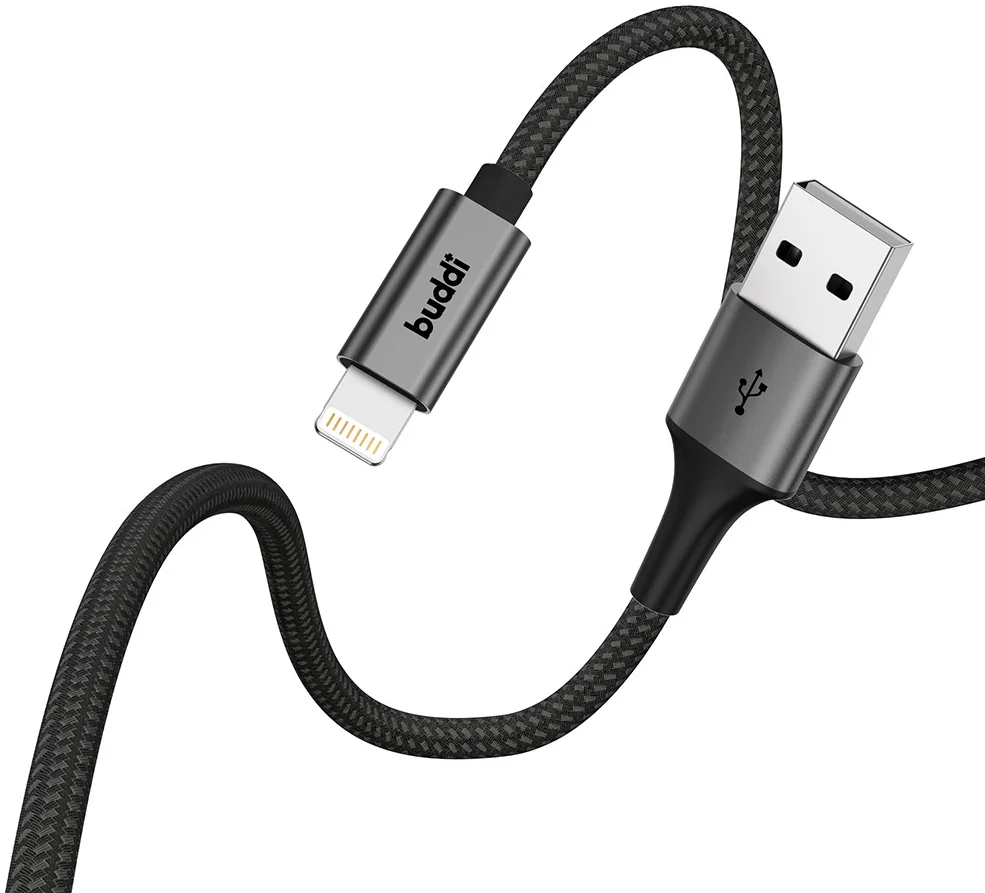 Buddi Flex USB-A naar Lightning Kabel 12W Fast Charge 2M Zwart afbeelding 14