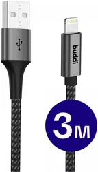 Buddi Flex USB-A naar Lightning Kabel 12W Fast Charge 3M Zwart afbeelding