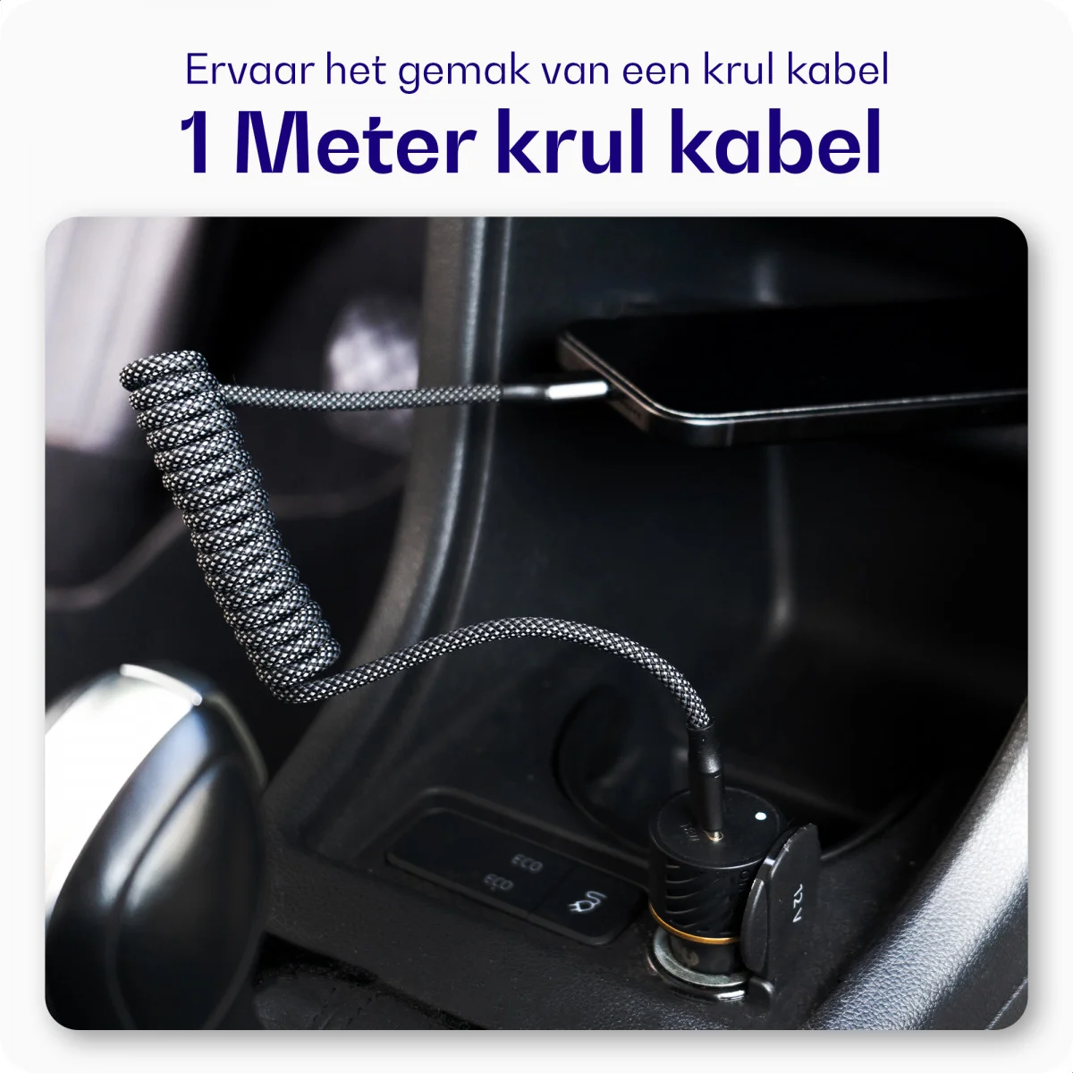 Buddi Flex USB-C naar USB-C Krulsnoer Kabel 60W Fast Charge 1M Zwart afbeelding 4