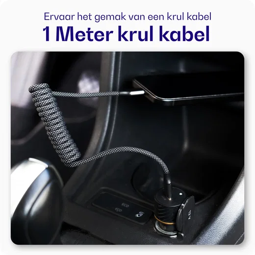 Buddi Flex USB-C naar USB-C Krulsnoer Kabel 60W Fast Charge 1M Zwart afbeelding 4