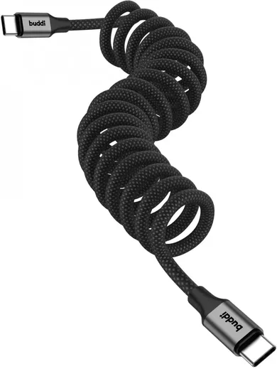 Buddi Flex USB-C naar USB-C Krulsnoer Kabel 60W Fast Charge 1M Zwart afbeelding 16