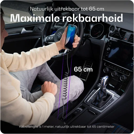 Buddi Flex USB-C naar USB-C Krulsnoer Kabel 60W Fast Charge 1M Zwart afbeelding 6