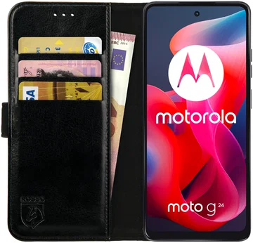 Rosso Element Motorola Moto G24 Hoesje Book Case Wallet Zwart