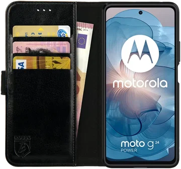 Rosso Element Motorola Moto G24 Power Hoesje Book Case Wallet Zwart