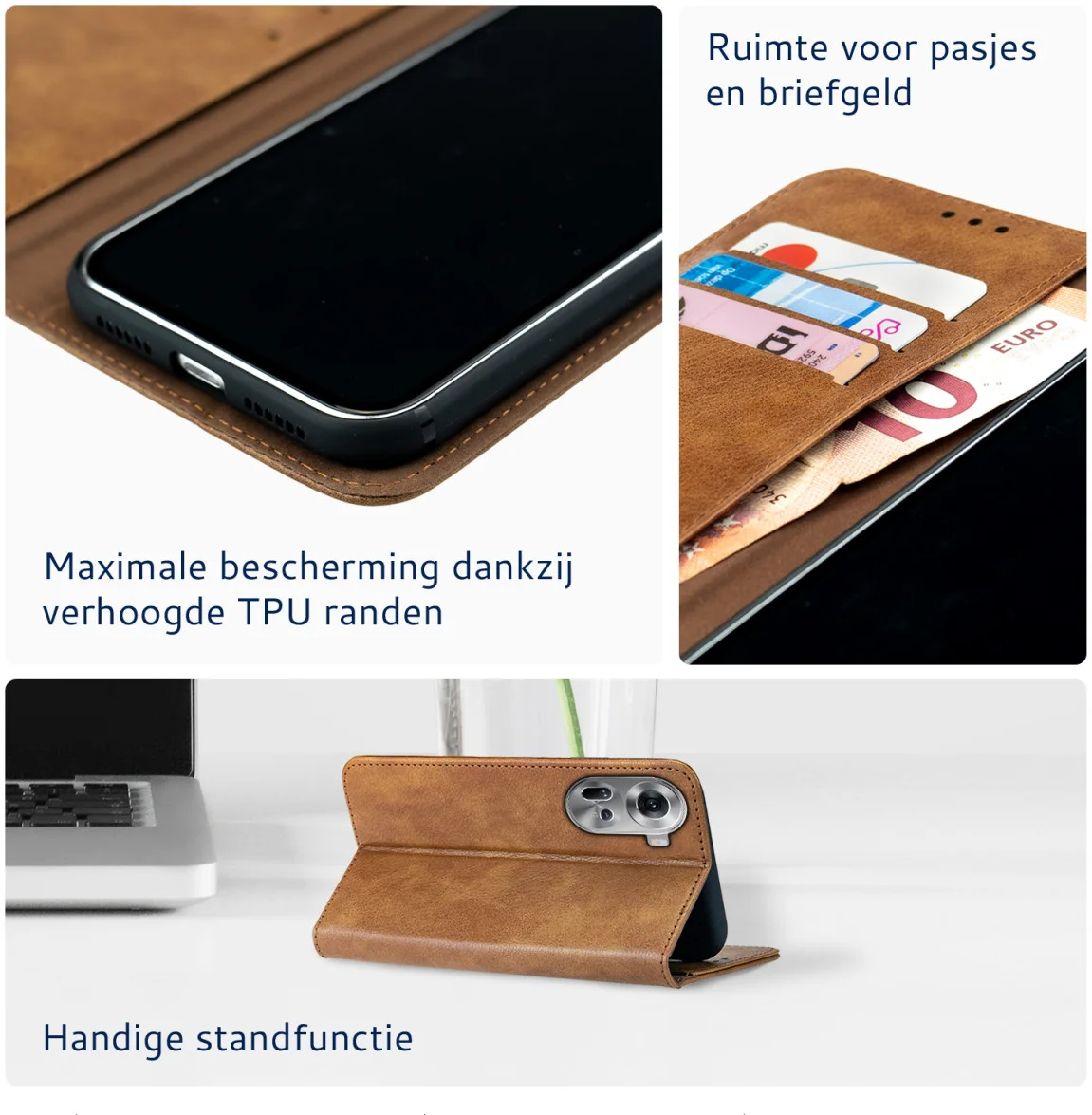 Rosso Element Oppo Reno 11 F Hoesje Book Case Wallet Bruin afbeelding 3