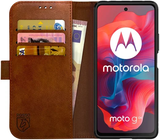 Rosso Element Motorola Moto G04 Hoesje Book Case Wallet Bruin afbeelding 1