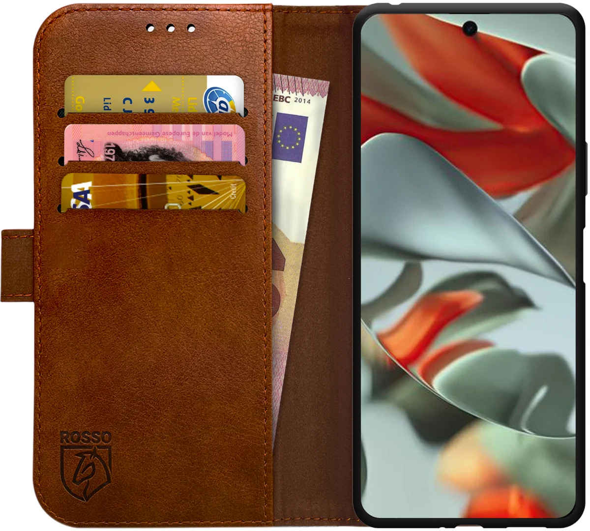 Rosso Element Google Pixel 9 Pro XL Hoesje Book Case Wallet Bruin afbeelding 1