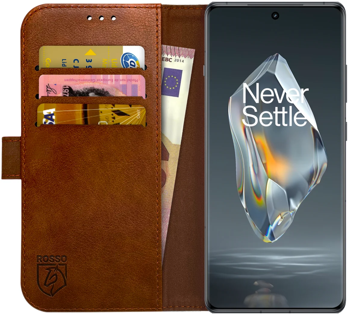 Rosso Element OnePlus 12R Hoesje Book Case Wallet Bruin afbeelding 1