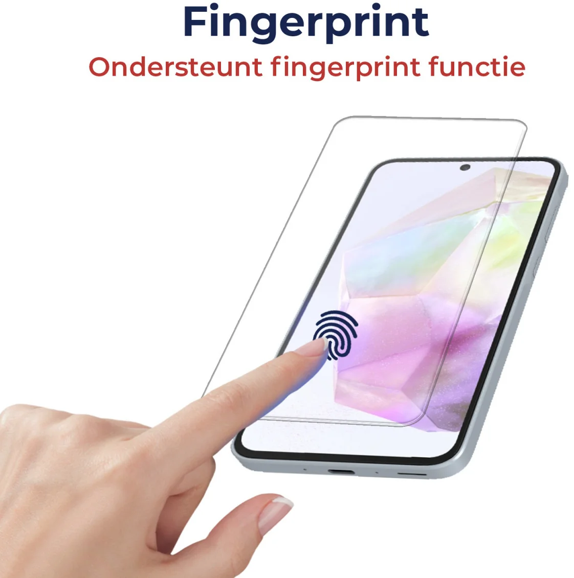 Rosso Samsung Galaxy A35 Tempered Glass Fingerprint en Case Friendly afbeelding 3