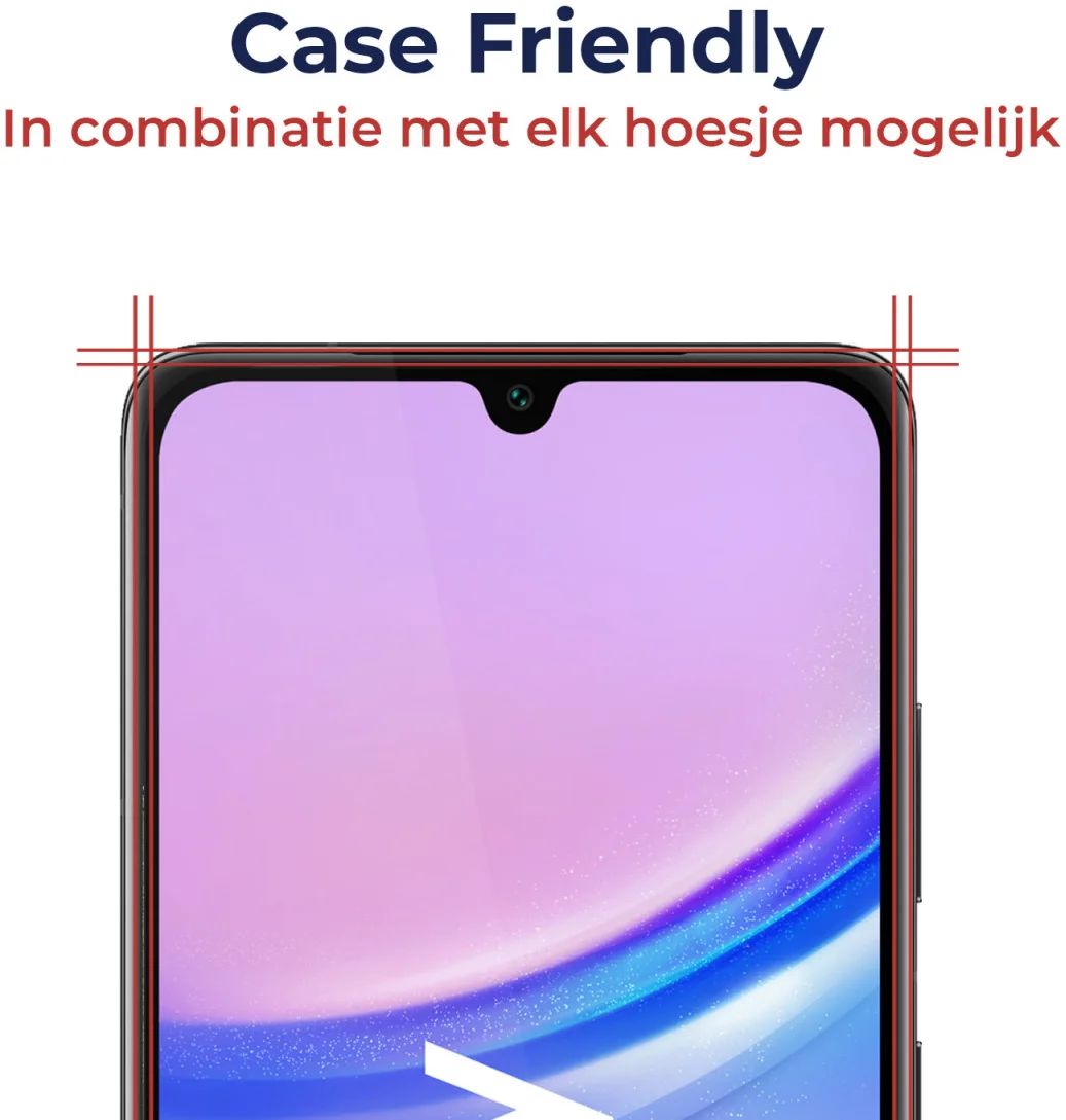 Rosso Samsung Galaxy A15 Tempered Glass Case Friendly met Installatietray afbeelding 3