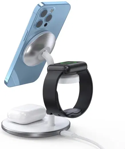 Choetech 3-in-1 Draadloze MagSafe Oplader 15W iPhone/AirPods/Watch Wit afbeelding 3