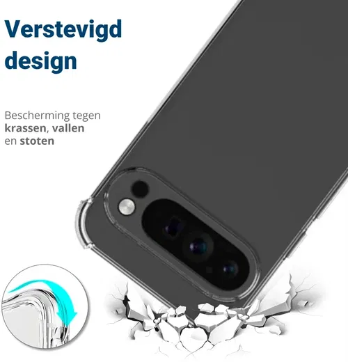 Google Pixel 9 Pro XL Hoesje Schokbestendig en Dun TPU Back Cover Transparant afbeelding 2
