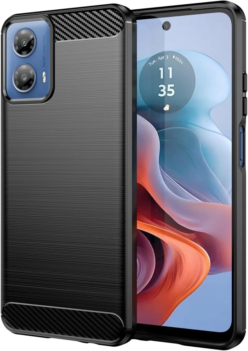 Motorola Moto G24 Hoesje Geborsteld TPU Flexibele Back Cover Zwart afbeelding 1