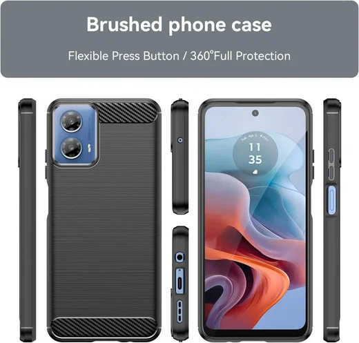 Motorola Moto G24 Hoesje Geborsteld TPU Flexibele Back Cover Zwart afbeelding 8