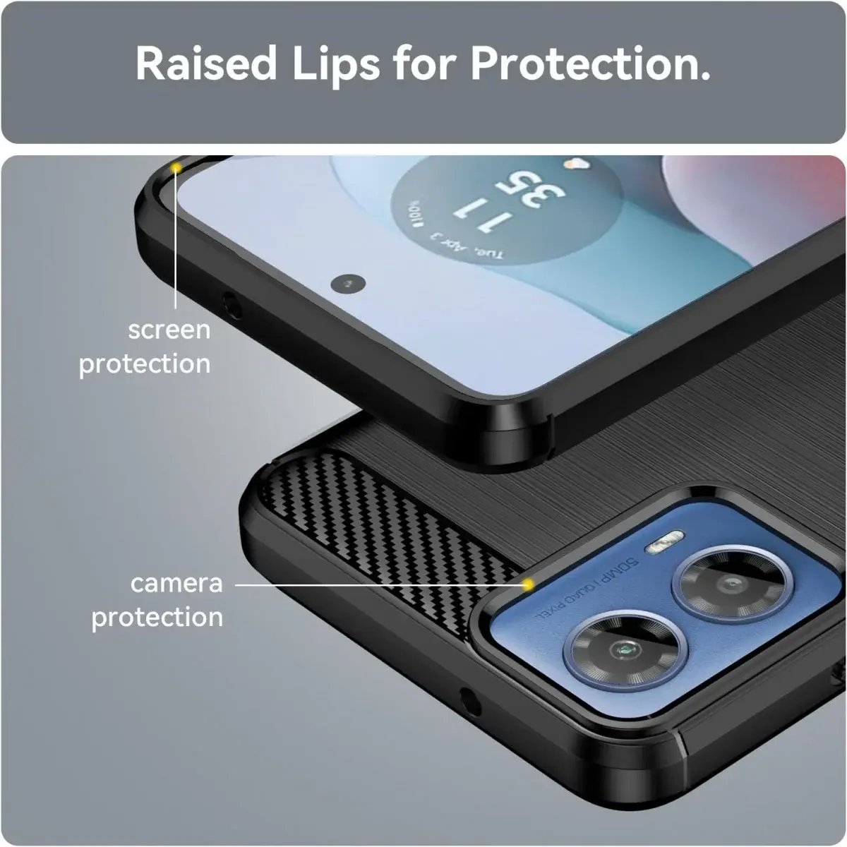 Motorola Moto G24 Power Hoesje Geborsteld TPU Back Cover Zwart afbeelding 6