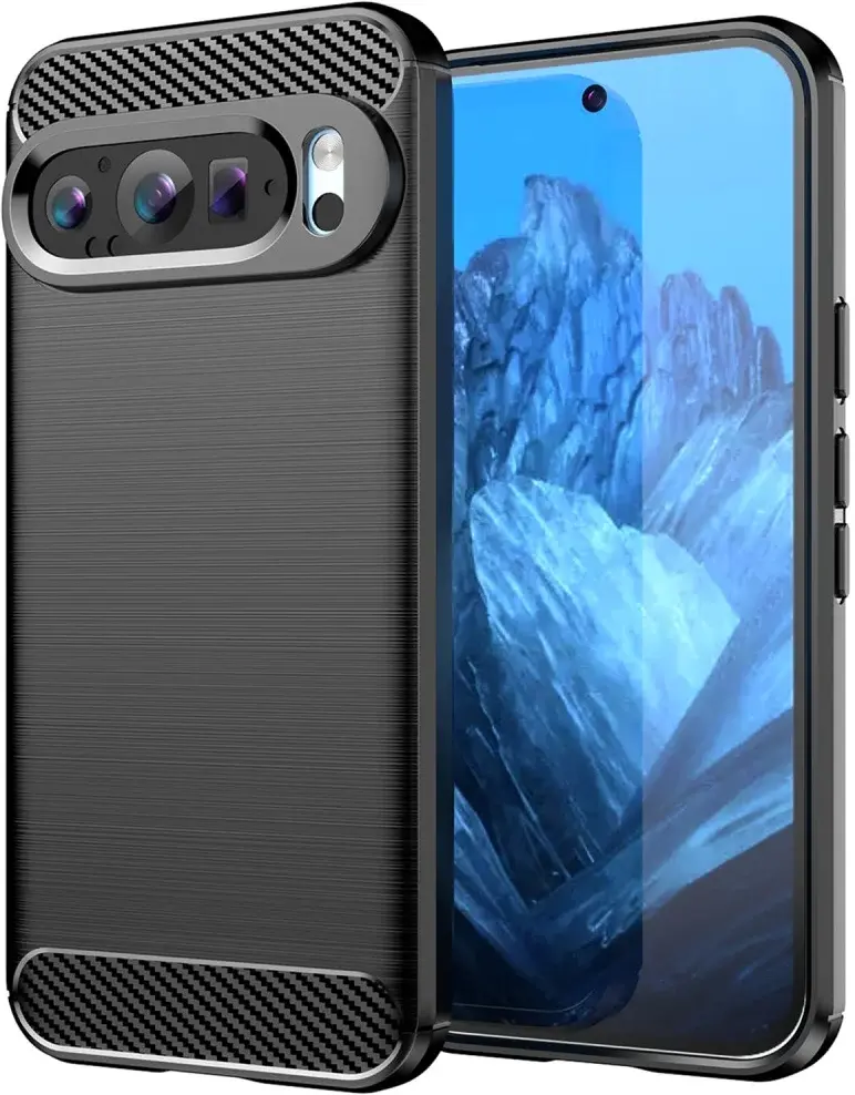 Google Pixel 9 / 9 Pro Hoesje Geborsteld TPU Flexibele Back Cover Zwart afbeelding 1