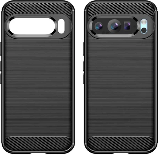 Google Pixel 9 / 9 Pro Hoesje Geborsteld TPU Flexibele Back Cover Zwart afbeelding 2