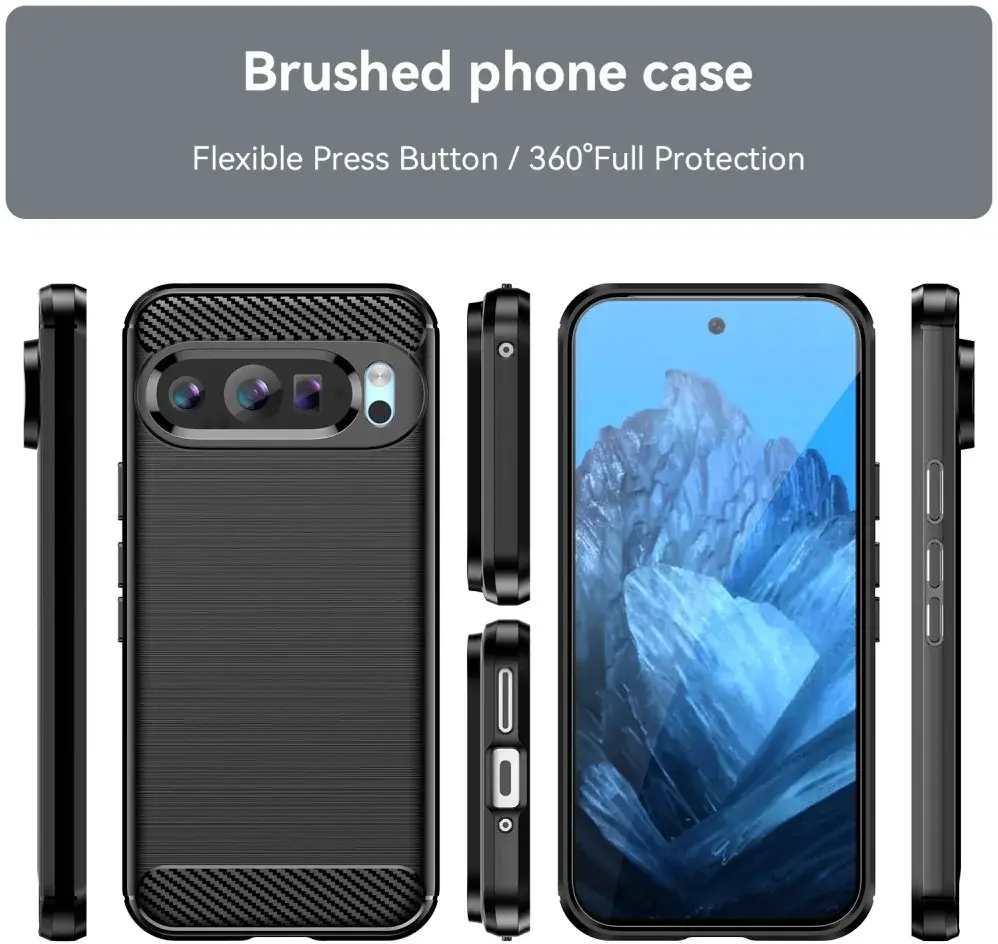Google Pixel 9 / 9 Pro Hoesje Geborsteld TPU Flexibele Back Cover Zwart afbeelding 8