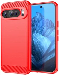 Google Pixel 9 / 9 Pro Hoesje Geborsteld TPU Flexibele Back Cover Rood afbeelding