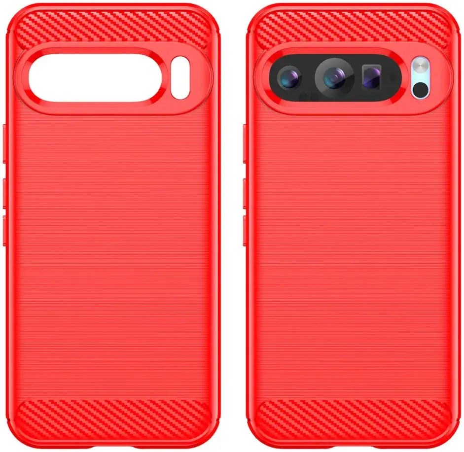 Google Pixel 9 / 9 Pro Hoesje Geborsteld TPU Flexibele Back Cover Rood afbeelding 2