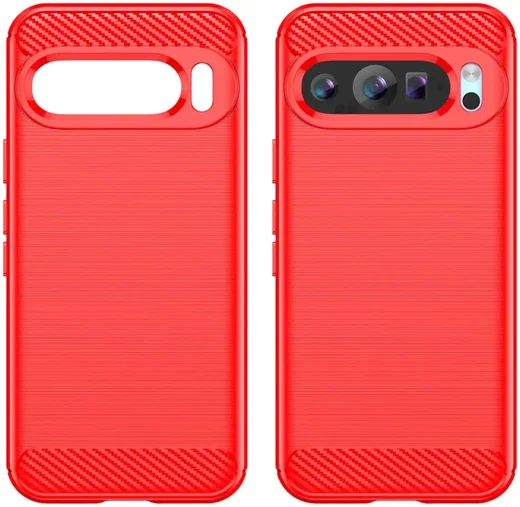 Google Pixel 9 / 9 Pro Hoesje Geborsteld TPU Flexibele Back Cover Rood afbeelding 2