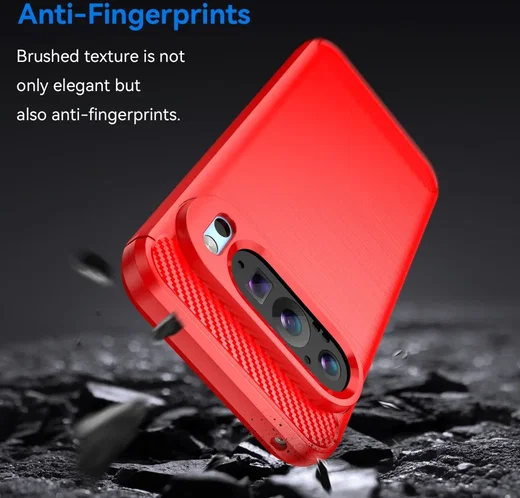 Google Pixel 9 / 9 Pro Hoesje Geborsteld TPU Flexibele Back Cover Rood afbeelding 5
