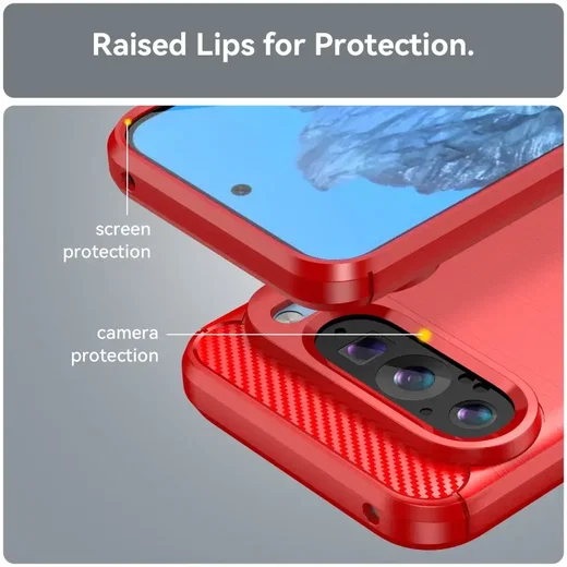 Google Pixel 9 / 9 Pro Hoesje Geborsteld TPU Flexibele Back Cover Rood afbeelding 4