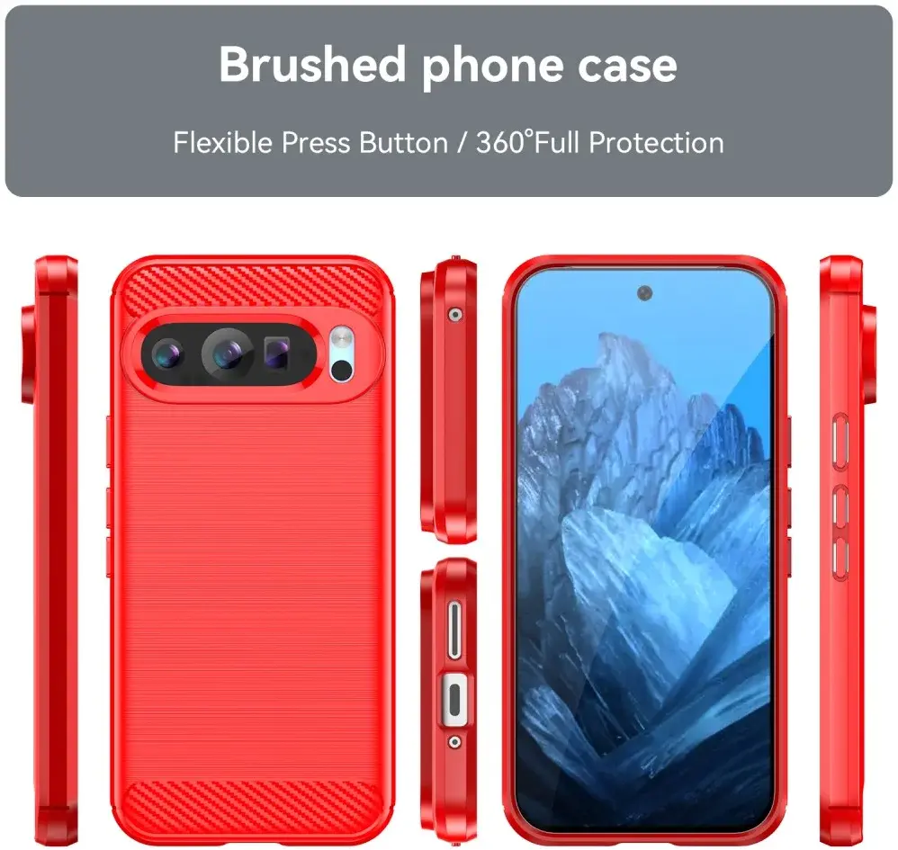 Google Pixel 9 / 9 Pro Hoesje Geborsteld TPU Flexibele Back Cover Rood afbeelding 8
