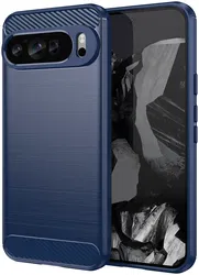 Google Pixel 9 Pro XL Hoesje Geborsteld TPU Flexibele Back Cover Blauw afbeelding