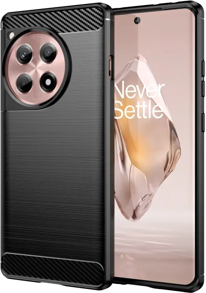 OnePlus 12R Hoesje Geborsteld TPU Flexibele Back Cover Zwart afbeelding 1