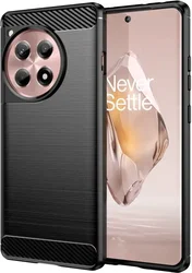OnePlus 12R Hoesje Geborsteld TPU Flexibele Back Cover Zwart afbeelding