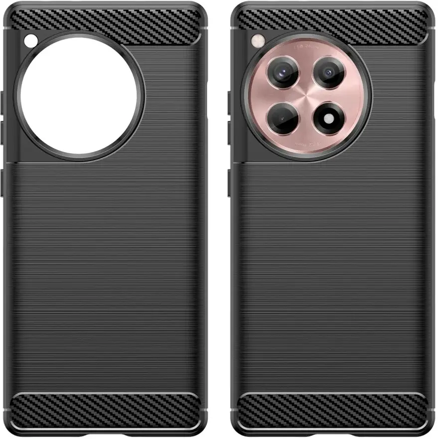 OnePlus 12R Hoesje Geborsteld TPU Flexibele Back Cover Zwart afbeelding 2