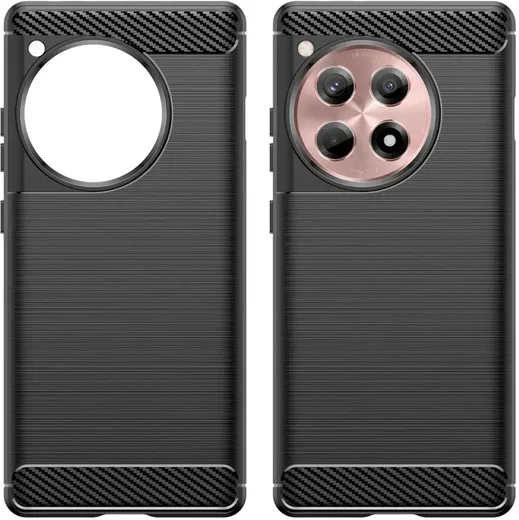 OnePlus 12R Hoesje Geborsteld TPU Flexibele Back Cover Zwart afbeelding 2