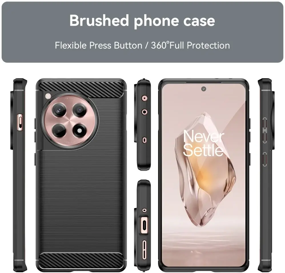 OnePlus 12R Hoesje Geborsteld TPU Flexibele Back Cover Zwart afbeelding 8