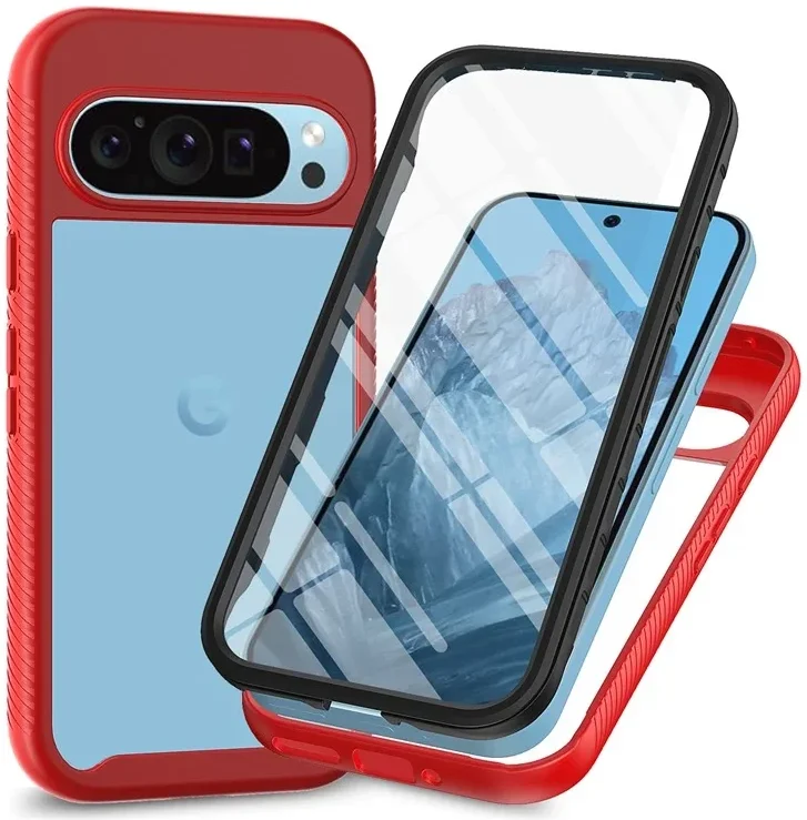 Google Pixel 9 / 9 Pro Hoesje Full Protect 360° Cover Hybride Rood afbeelding 1