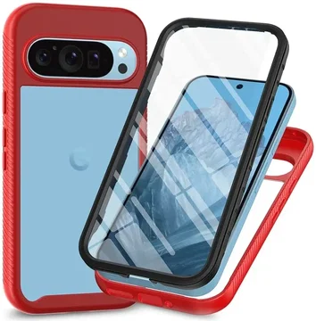 Google Pixel 9 / 9 Pro Hoesje Full Protect 360° Cover Hybride Rood