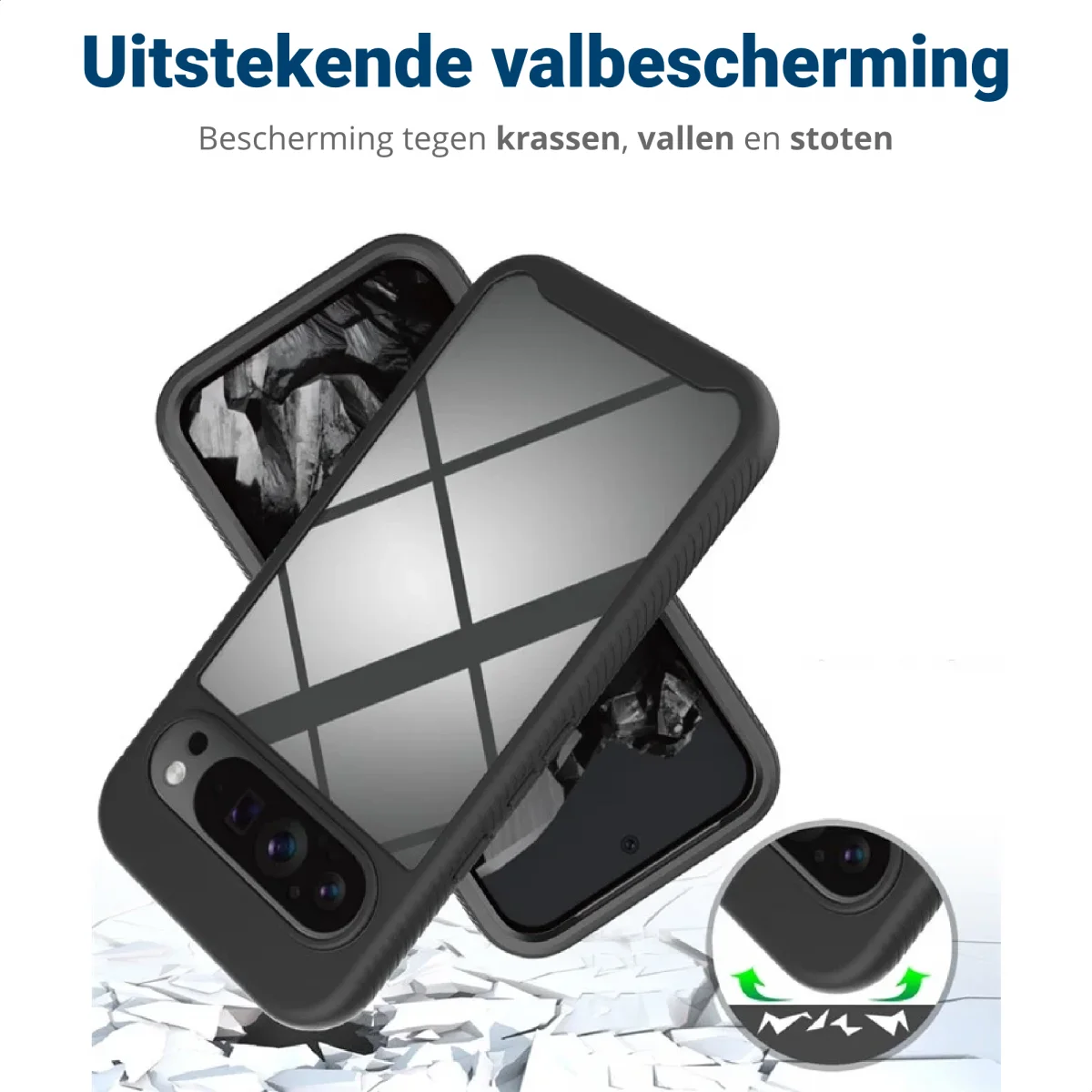 Google Pixel 9 Pro XL Hoesje Full Protect 360° Cover Hybride Zwart afbeelding 4