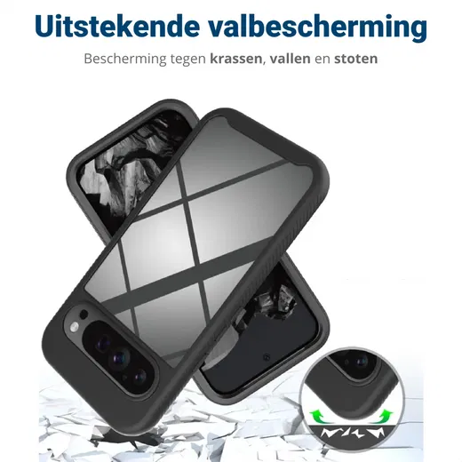 Google Pixel 9 Pro XL Hoesje Full Protect 360° Cover Hybride Zwart afbeelding 4