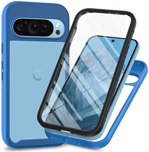 Google Pixel 9 Pro XL Hoesje Full Protect 360° Cover Hybride Blauw afbeelding 1